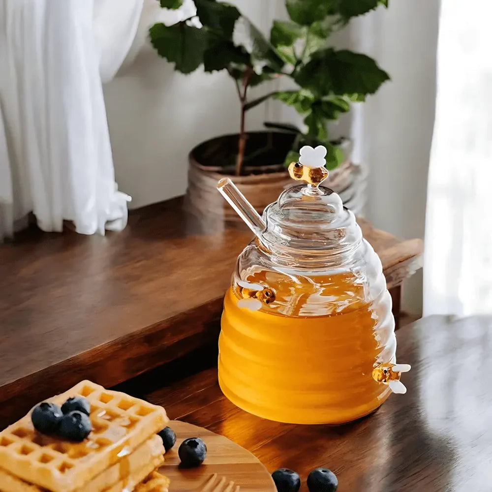 BuzzyBee Hand-Blown Glass Honey Jar